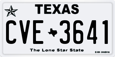 TX license plate CVE3641