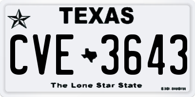 TX license plate CVE3643