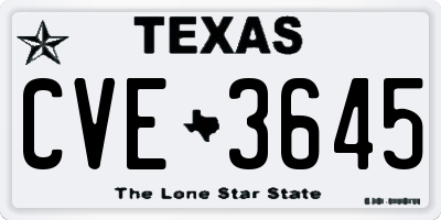 TX license plate CVE3645