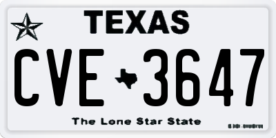 TX license plate CVE3647