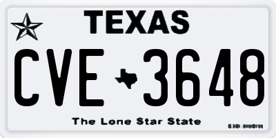 TX license plate CVE3648