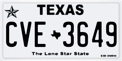 TX license plate CVE3649
