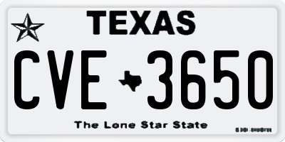 TX license plate CVE3650