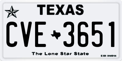 TX license plate CVE3651