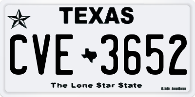 TX license plate CVE3652