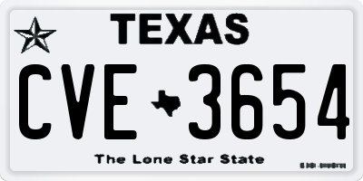 TX license plate CVE3654
