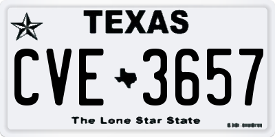 TX license plate CVE3657