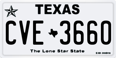 TX license plate CVE3660