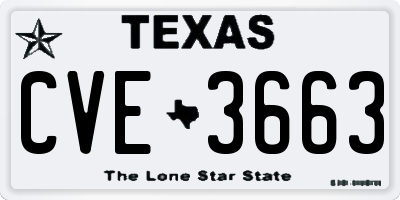 TX license plate CVE3663