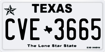 TX license plate CVE3665