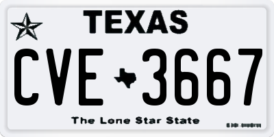TX license plate CVE3667