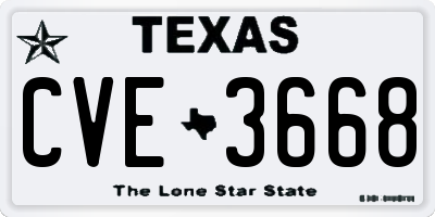 TX license plate CVE3668