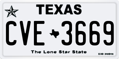 TX license plate CVE3669