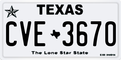 TX license plate CVE3670