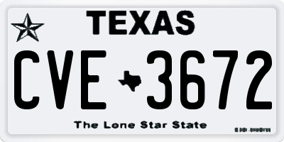 TX license plate CVE3672
