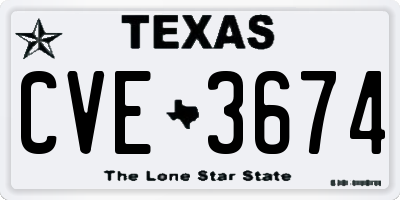 TX license plate CVE3674