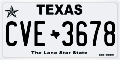 TX license plate CVE3678