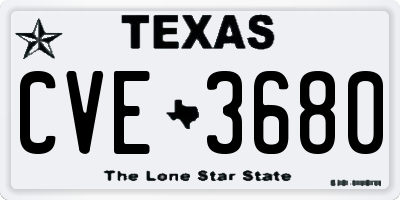TX license plate CVE3680