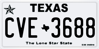 TX license plate CVE3688