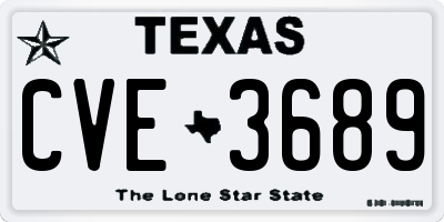TX license plate CVE3689