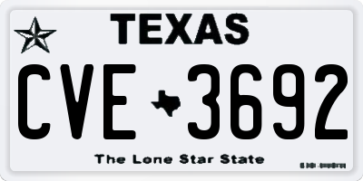 TX license plate CVE3692