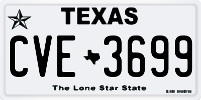 TX license plate CVE3699