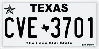 TX license plate CVE3701