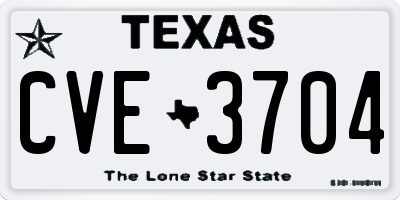 TX license plate CVE3704