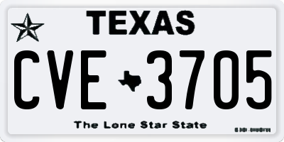 TX license plate CVE3705
