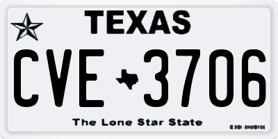TX license plate CVE3706