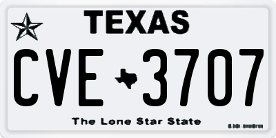 TX license plate CVE3707