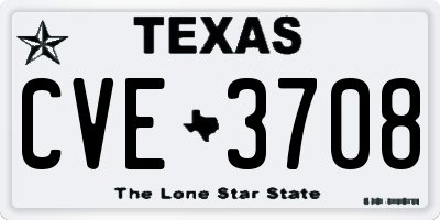 TX license plate CVE3708