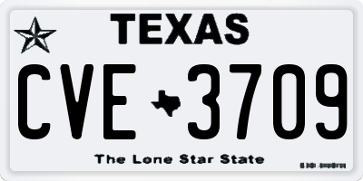 TX license plate CVE3709
