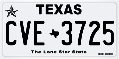 TX license plate CVE3725