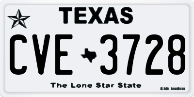 TX license plate CVE3728