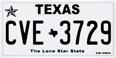 TX license plate CVE3729
