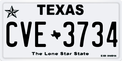 TX license plate CVE3734
