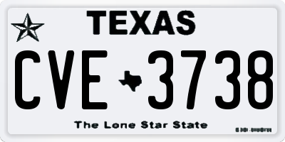 TX license plate CVE3738