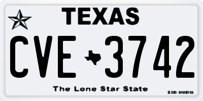 TX license plate CVE3742