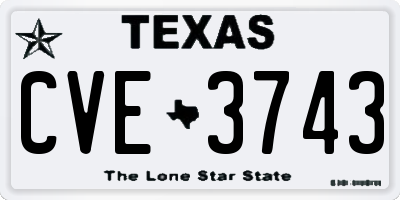 TX license plate CVE3743