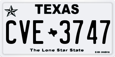 TX license plate CVE3747