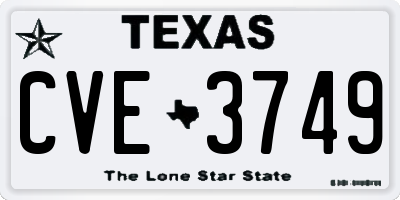 TX license plate CVE3749