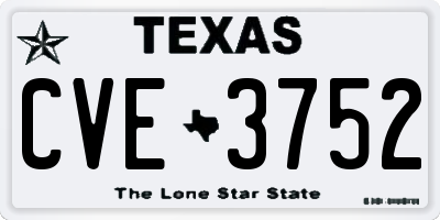 TX license plate CVE3752