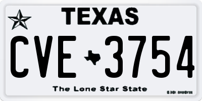 TX license plate CVE3754