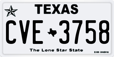 TX license plate CVE3758