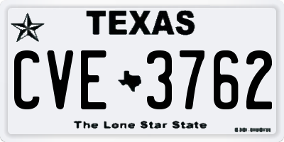 TX license plate CVE3762