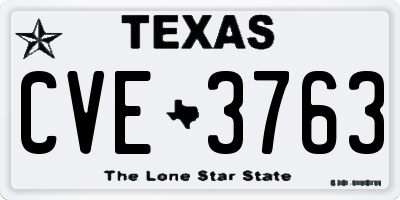 TX license plate CVE3763
