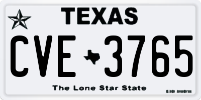 TX license plate CVE3765