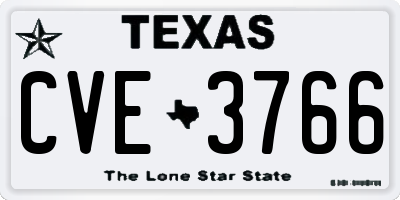 TX license plate CVE3766