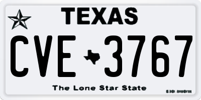TX license plate CVE3767